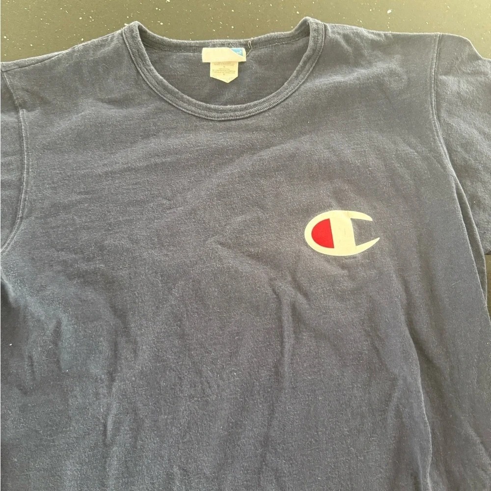 Vintage Champion Dark Blue Tee with Logo - Picture 4 of 5